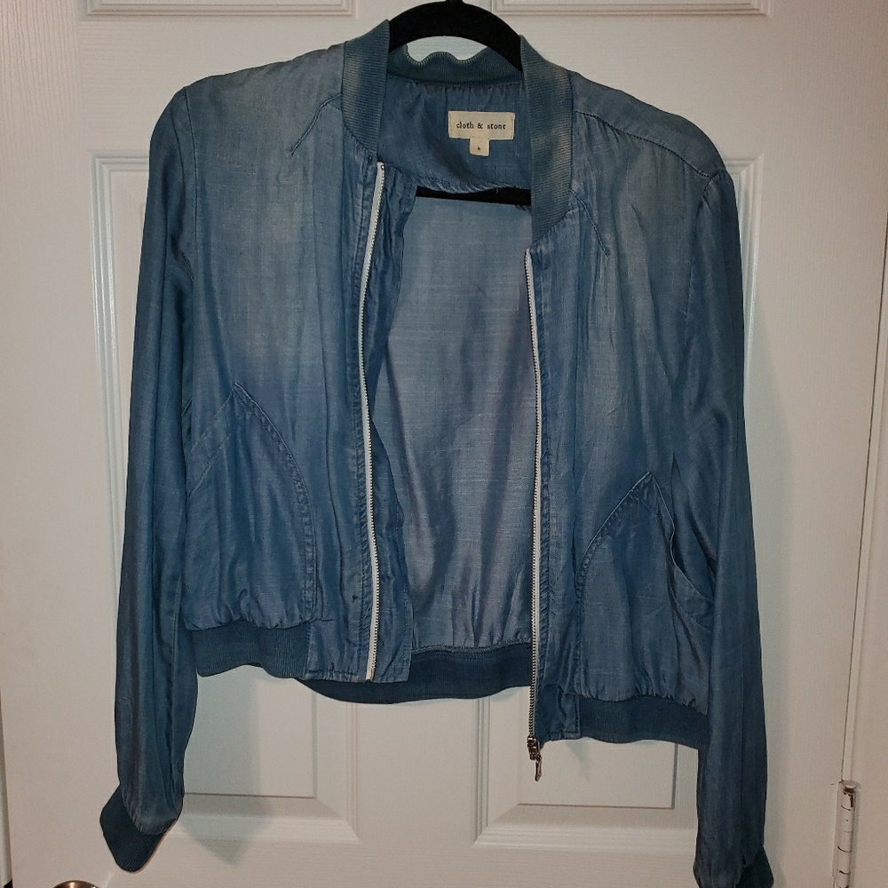 CLOTH & STONE SOFT JEAN BOMBER JACKET